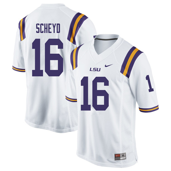 Men #16 Tiger Scheyd LSU Tigers College Football Jerseys Sale-White - Click Image to Close